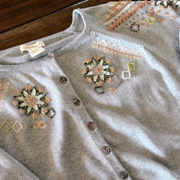 Sundance Marimba Beaded Cotton Cardigan Sweater - Picture 2 of 10